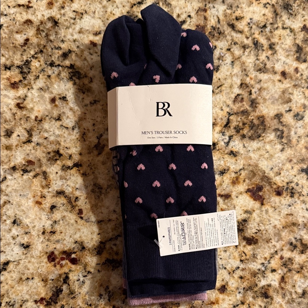 Banana Republic Men's Dress Socks - Navy with Pink Dots